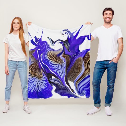 Paarse iris bloem wervelt fleece deken (In situ)