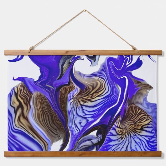 Paarse iris bloem wervelt hangend wandkleed (Voorkant)