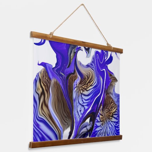 Paarse iris bloem wervelt hangend wandkleed (Gebogen)