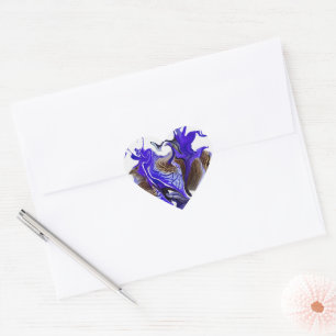 Paarse iris bloem wervelt hart sticker