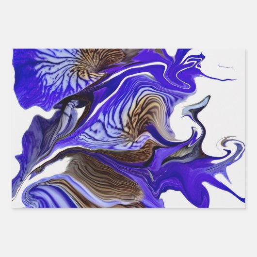 Paarse iris bloem wervelt inpakpapier vel (Voorkant)