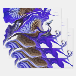 Paarse iris bloem wervelt inpakpapier vel