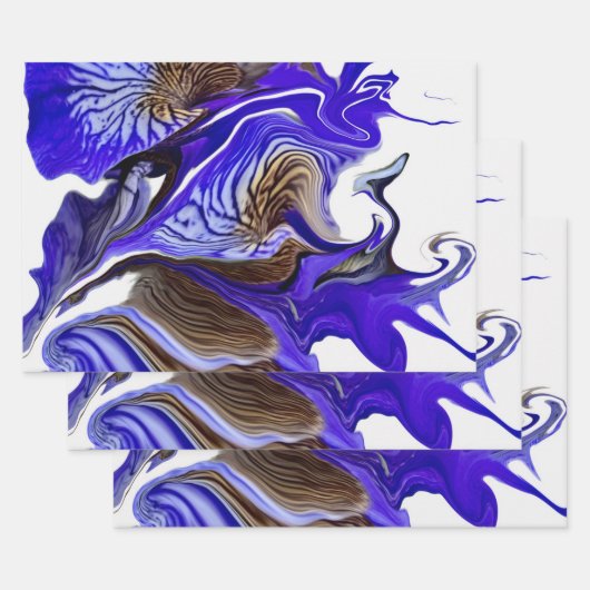 Paarse iris bloem wervelt inpakpapier vel (Set)