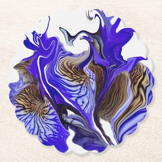 Paarse iris bloem wervelt kartonnen onderzetters (Voorkant)