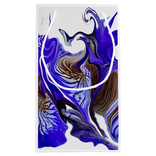 Paarse iris bloem wervelt klein cadeauzakje (Achterkant)