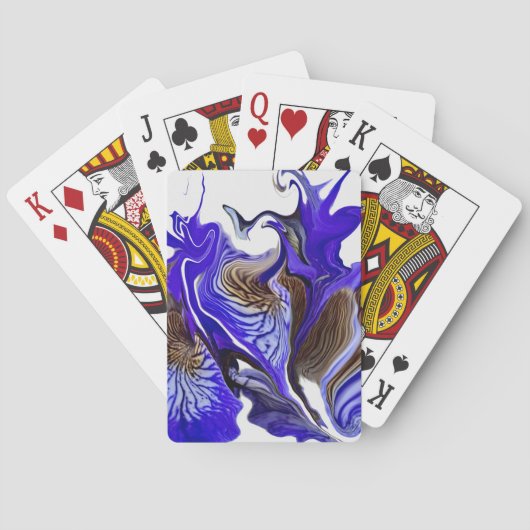 Paarse iris bloem wervelt pokerkaarten (Achterkant)