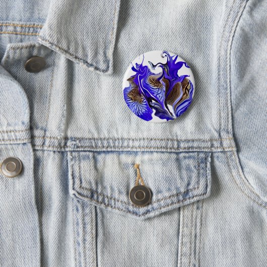 Paarse iris bloem wervelt ronde button 5,7 cm (In situ)