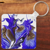 Paarse iris bloem wervelt sleutelhanger (Achterkant)