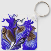 Paarse iris bloem wervelt sleutelhanger (Achterkant)