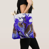 Paarse iris bloem wervelt tote bag (Dichtbij)
