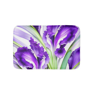 Paarse iris bloemen badmat
