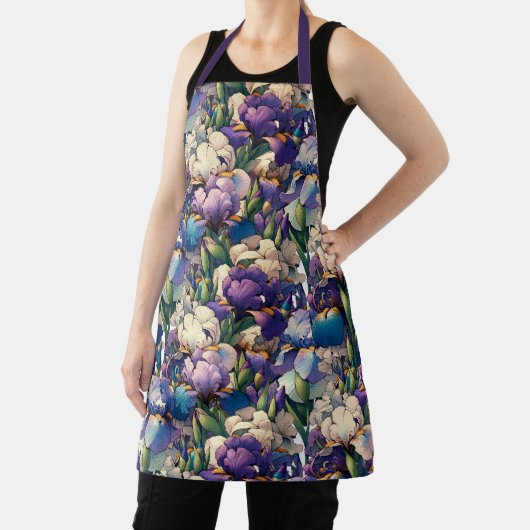 Paarse iris bloemen bloementuin bloementuin bloeme schort (Insitu)