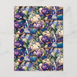 Paarse iris Bloemen Bloemtuinieren Bloementuin Briefkaart