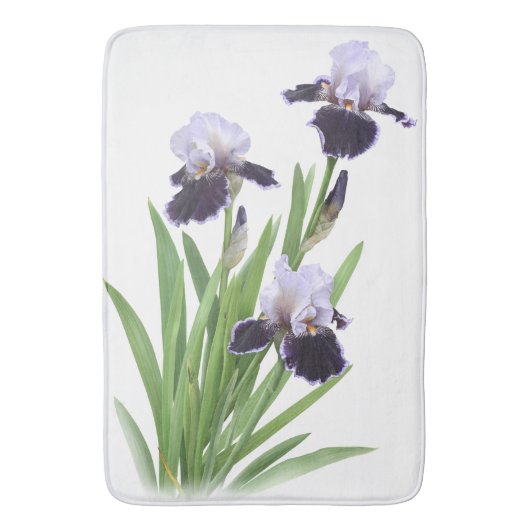 Paarse Iris Bloemen Botanische Kunst Badmat (Voorkant Verticaal)