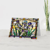 Paarse Iris Bloemen Gebrandschilderd Glas
