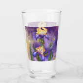 Paarse iris bloemen glas - schilderij (Voorkant)