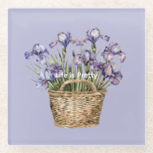 Paarse Iris Bloemen Glazen Onderzetter