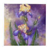 Paarse iris bloemen keramische Tegel Tegeltje (Voorkant)
