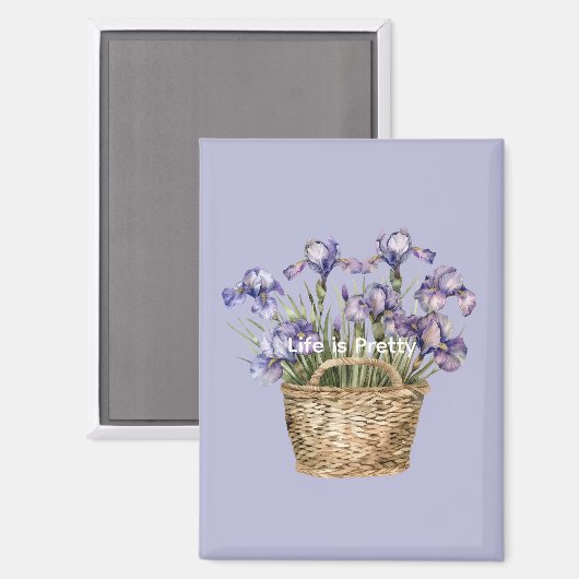 Paarse Iris Bloemen Magneet (Voorkant / Achterkant)