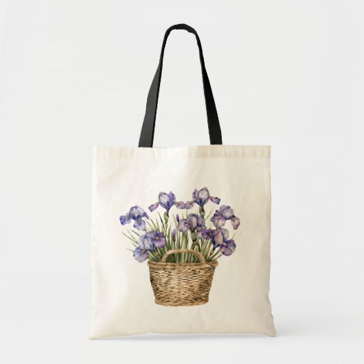 Paarse Iris Bloemen Mand Tote Bag (Voorkant)