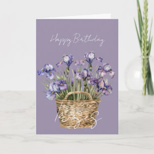 Paarse Iris Bloemen Mand Verjaardag Kaart