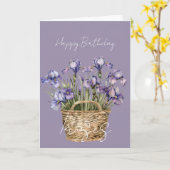 Paarse Iris Bloemen Mand Verjaardag Kaart (Gele Bloem)