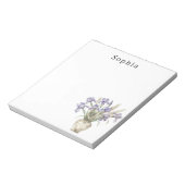 Paarse Iris Bloemen Vaas Gepersonaliseerde Naam Notitieblok (Linkerzijde)