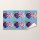 Paarse Iris bloemen Waterverf Blauwgroen doekset Bad Handdoek (Handdoek)