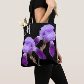 paarse iris bloemenboho M monogram schattig Tote Bag (Dichtbij)