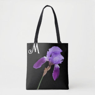  paarse iris bloemenboho M monogram schattig Tote Bag