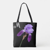 paarse iris bloemenboho M monogram schattig Tote Bag (Achterkant)