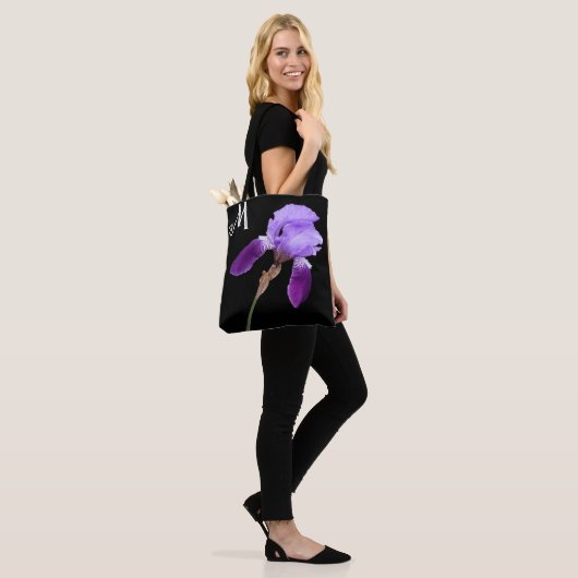 paarse iris bloemenboho M monogram schattig Tote Bag (Op model)