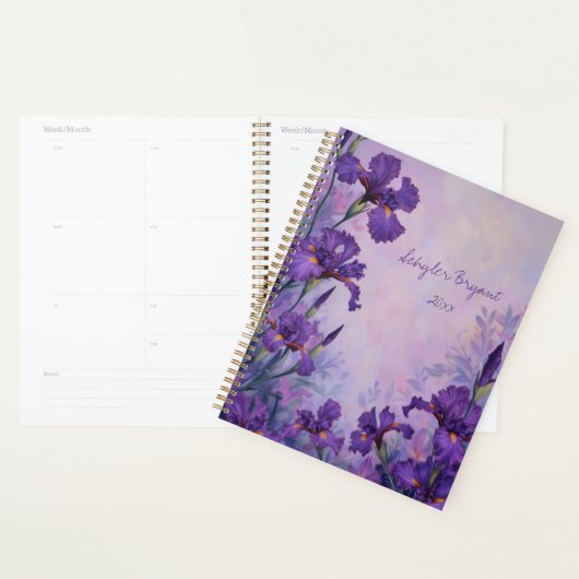 Paarse Iris Bloemenspiraalgebonden Planner Botanis (Display)