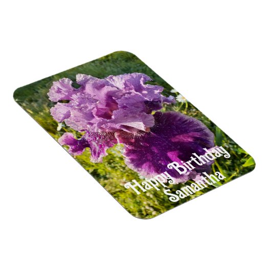Paarse Iris Bloementuin Bloemen Verjaardagsmagnet Magneet (Rechterzijde)