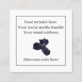 Paarse iris bloemist winkel branding branded vierkante visitekaartje (Achterkant)