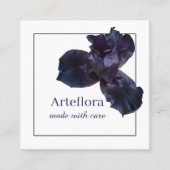 Paarse iris bloemist winkel branding branded vierkante visitekaartje (Voorkant)