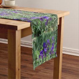 Paarse Iris Bloemmotief Tafel Runner Korte Tafelloper