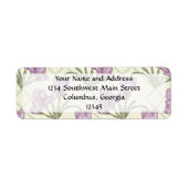 Paarse iris bloempatroon Etiket (Voorkant)