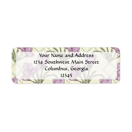 Paarse iris bloempatroon Etiket (Voorkant)