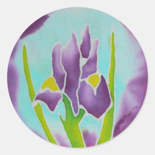 Paarse Iris Blok Kunst Ronde Sticker