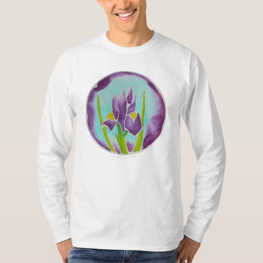 Paarse Iris Blok Kunst T-shirt (Voorkant)
