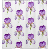 Paarse Iris Botanical Floral Art Showgordijn Douchegordijn (Voorkant)