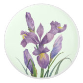 Paarse Iris Botanische Bloemen Plain Duck Egg Blue Keramische Knop (Voorkant)