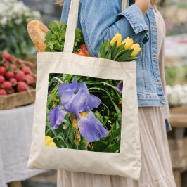 Paarse Iris Botanische Boodschappentas Tote Bag