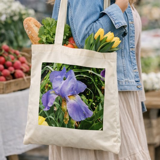 Paarse Iris Botanische Boodschappentas Tote Bag