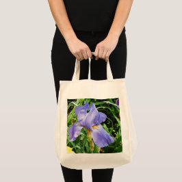 Paarse Iris botanische Canvas tas