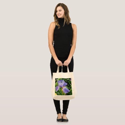 Paarse Iris botanische Canvas tas (Voorkant (model))