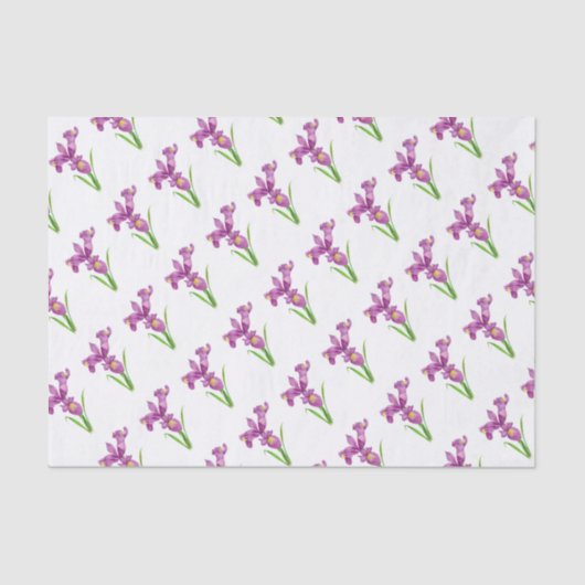 Paarse Iris Botanische Floral Art Tissuepapier (Voorkant)