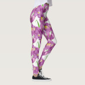 Paarse Iris Botanische Floral Kunst Leggings (Rechts)