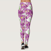 Paarse Iris Botanische Floral Kunst Leggings (Achterkant)